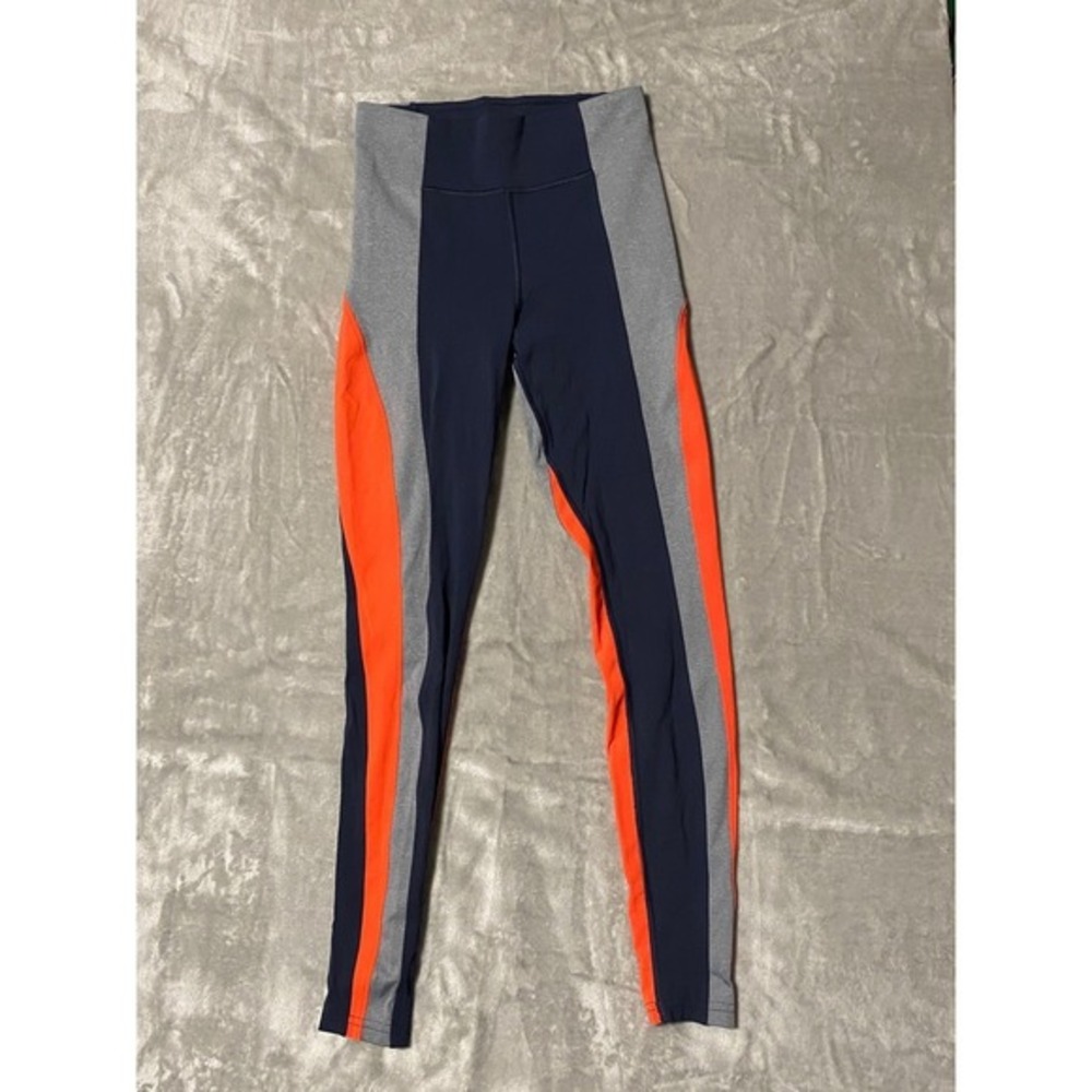 Athleta Crest Colorblock Tight Leggings Navy Orange Gray XS Athletic Yoga‎